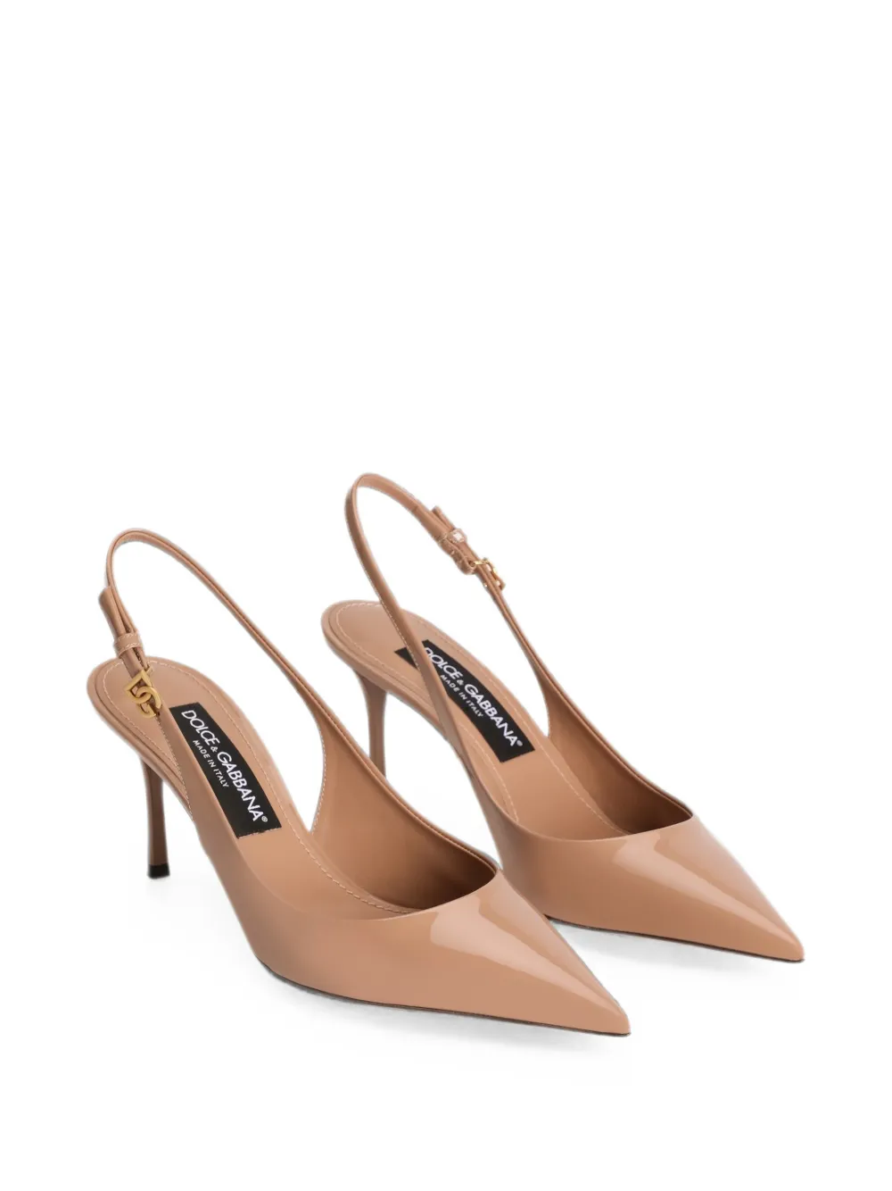 Dolce & Gabbana patent slingback pumps Beige