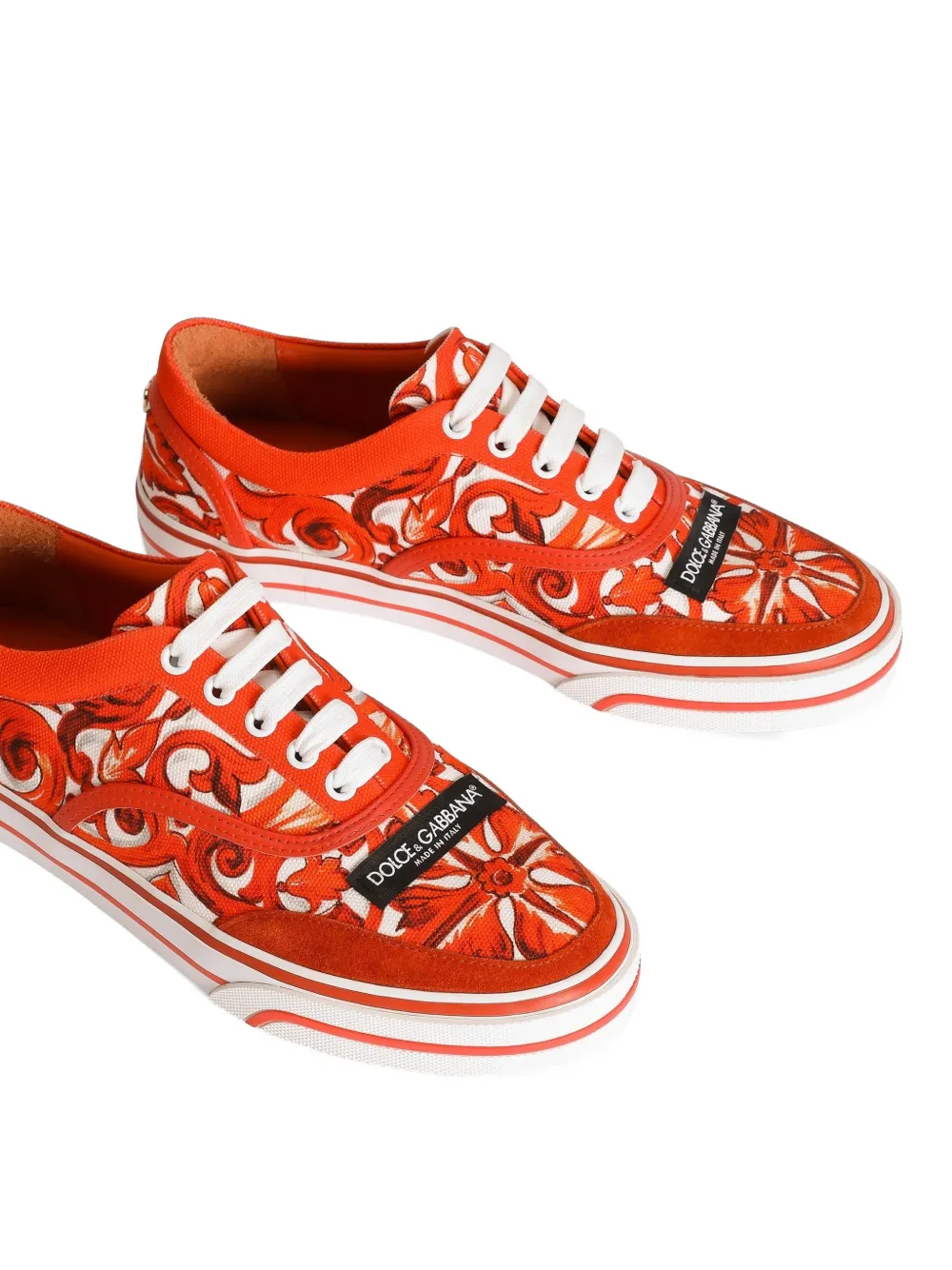 Dolce & Gabbana DG Sailing canvas sneakers met majolica-print Rood