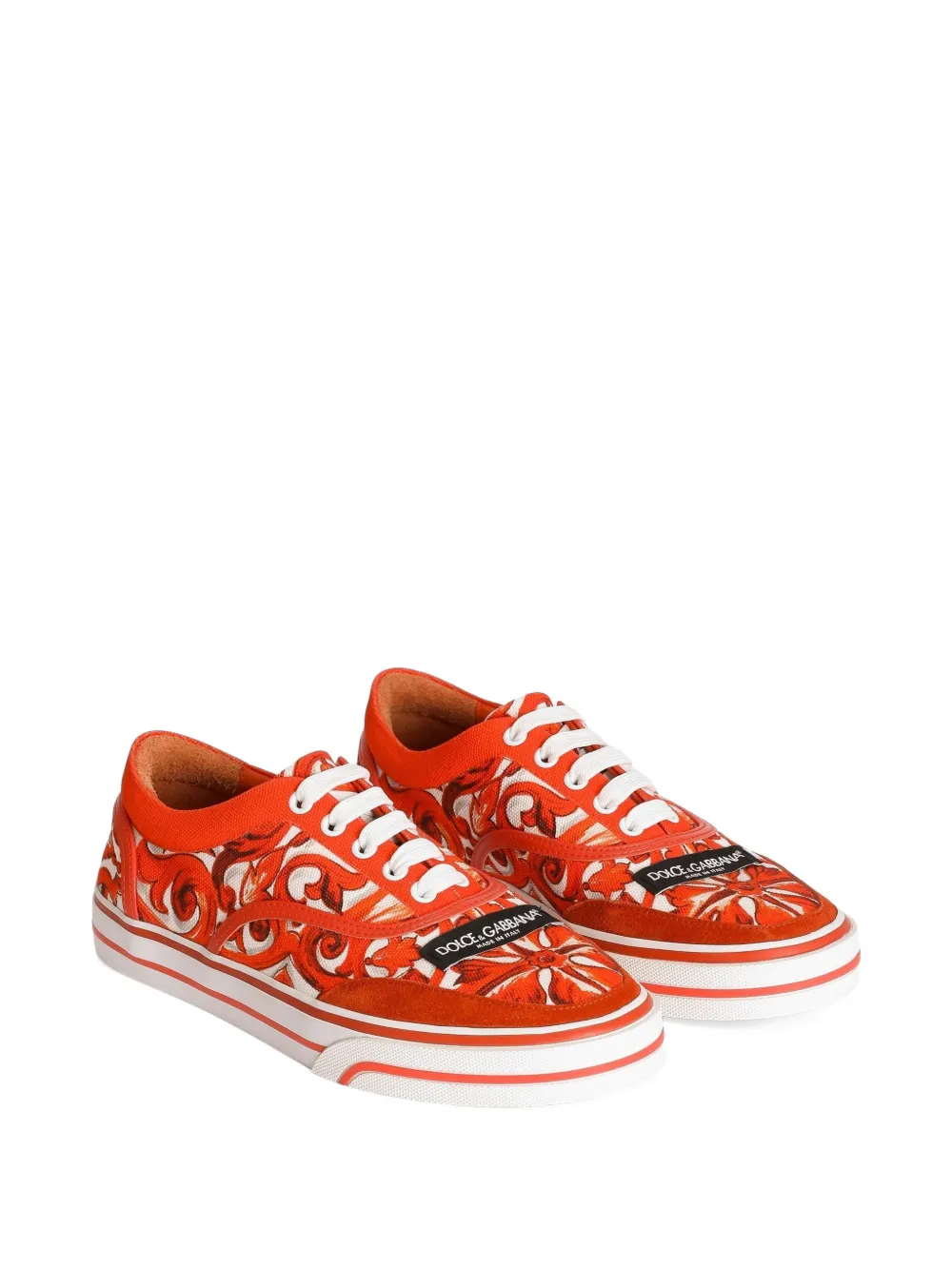 Dolce & Gabbana DG Sailing canvas sneakers met majolica-print Rood