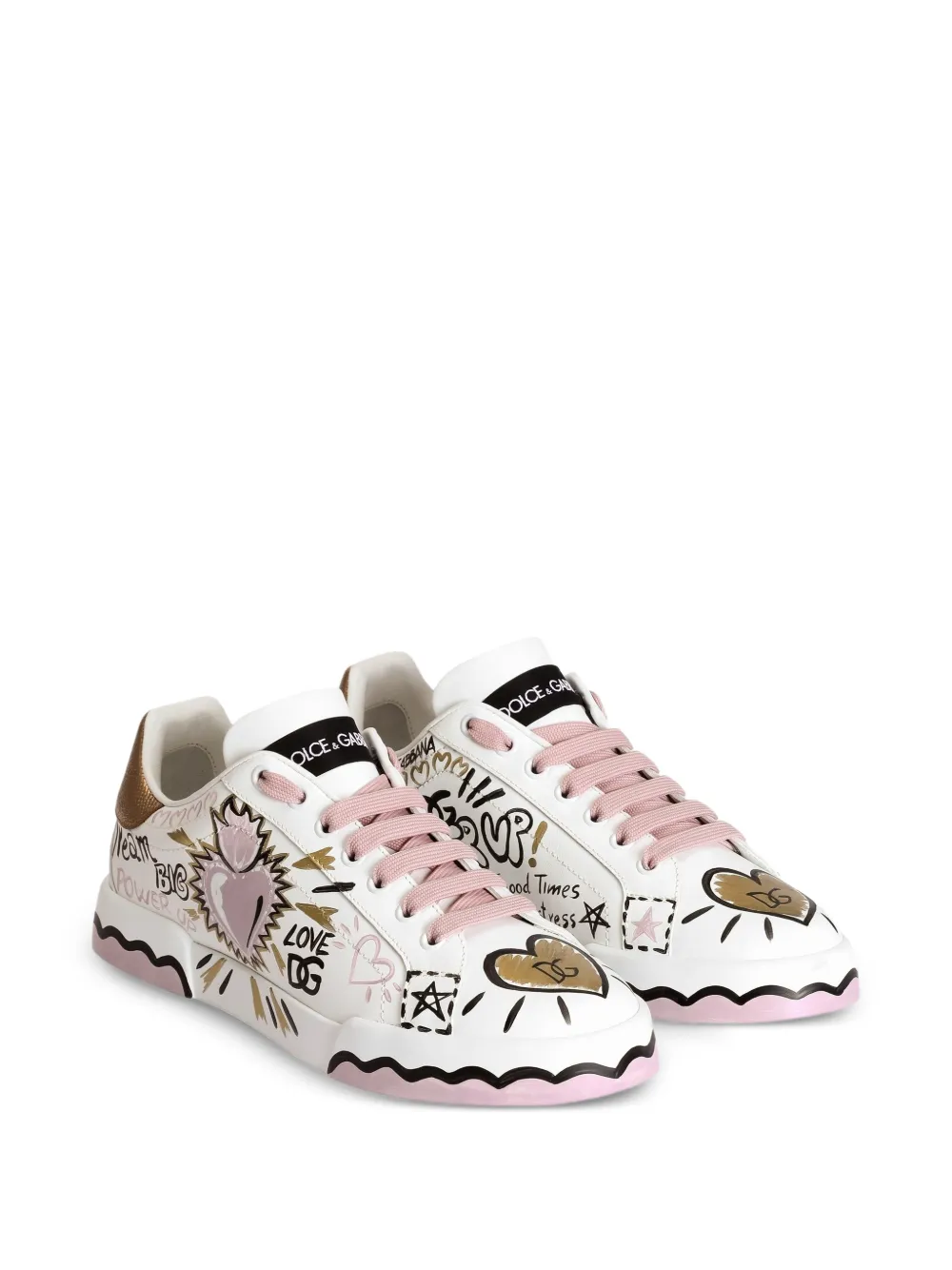 Dolce & Gabbana Portofino kalfsleren sneakers Wit