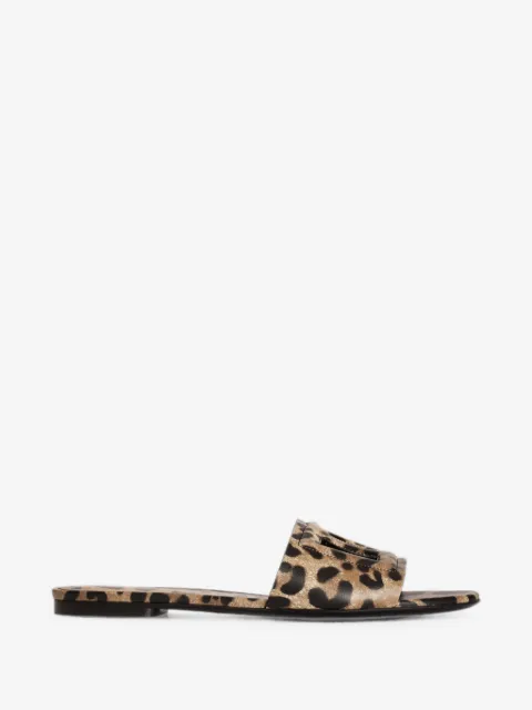 Dolce & Gabbana leo-print calfskin flat slides