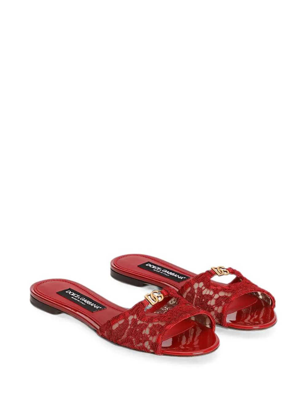 Dolce & Gabbana Platte sneakers met kant Rood