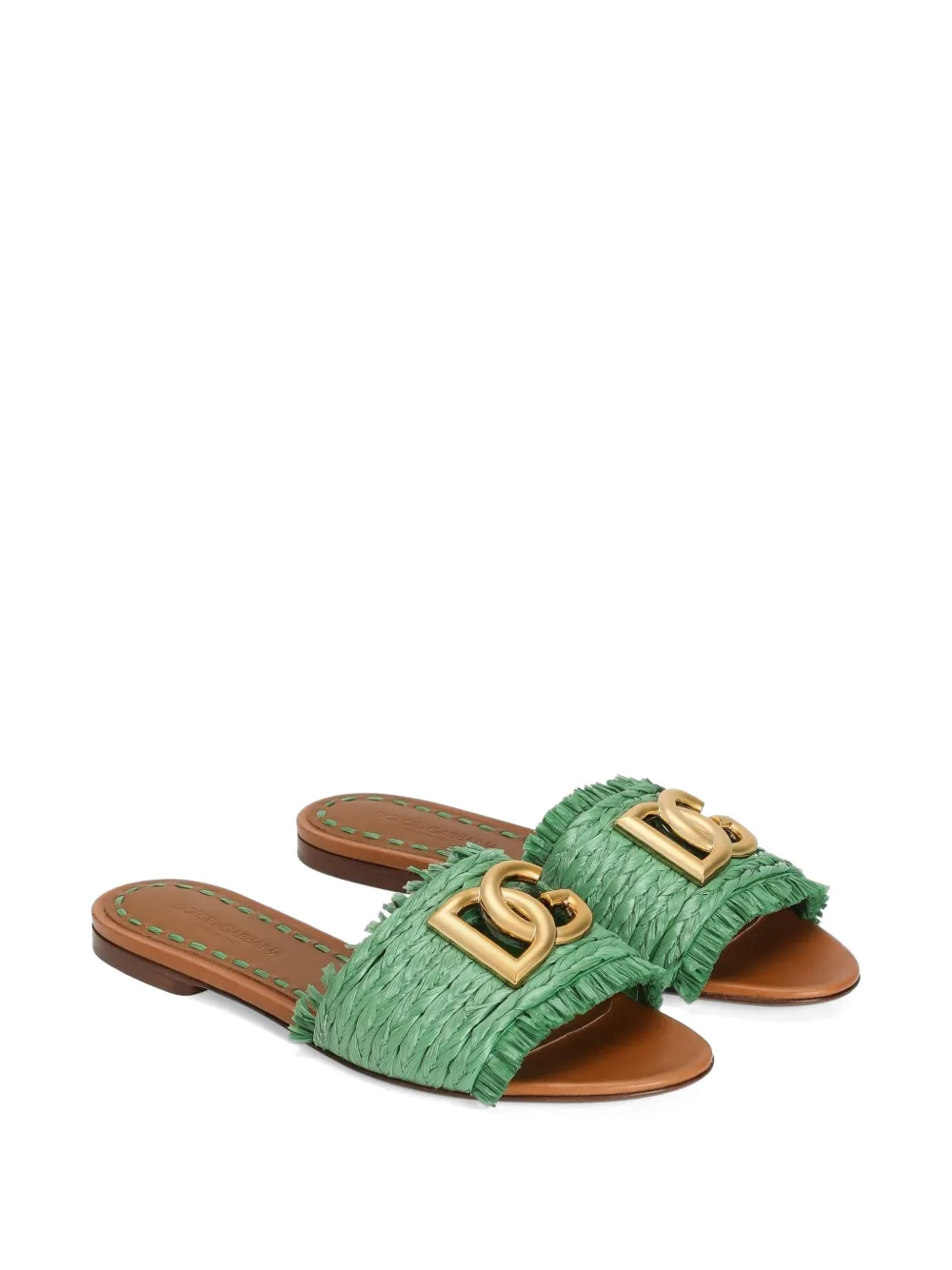 Dolce & Gabbana Raffia slippers Groen