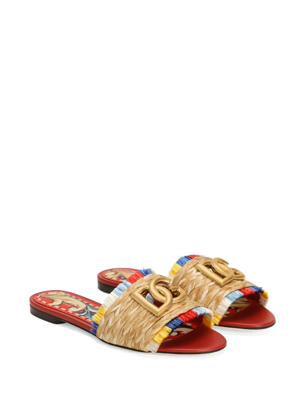 Dolce & Gabbana raffia flat slides Beige