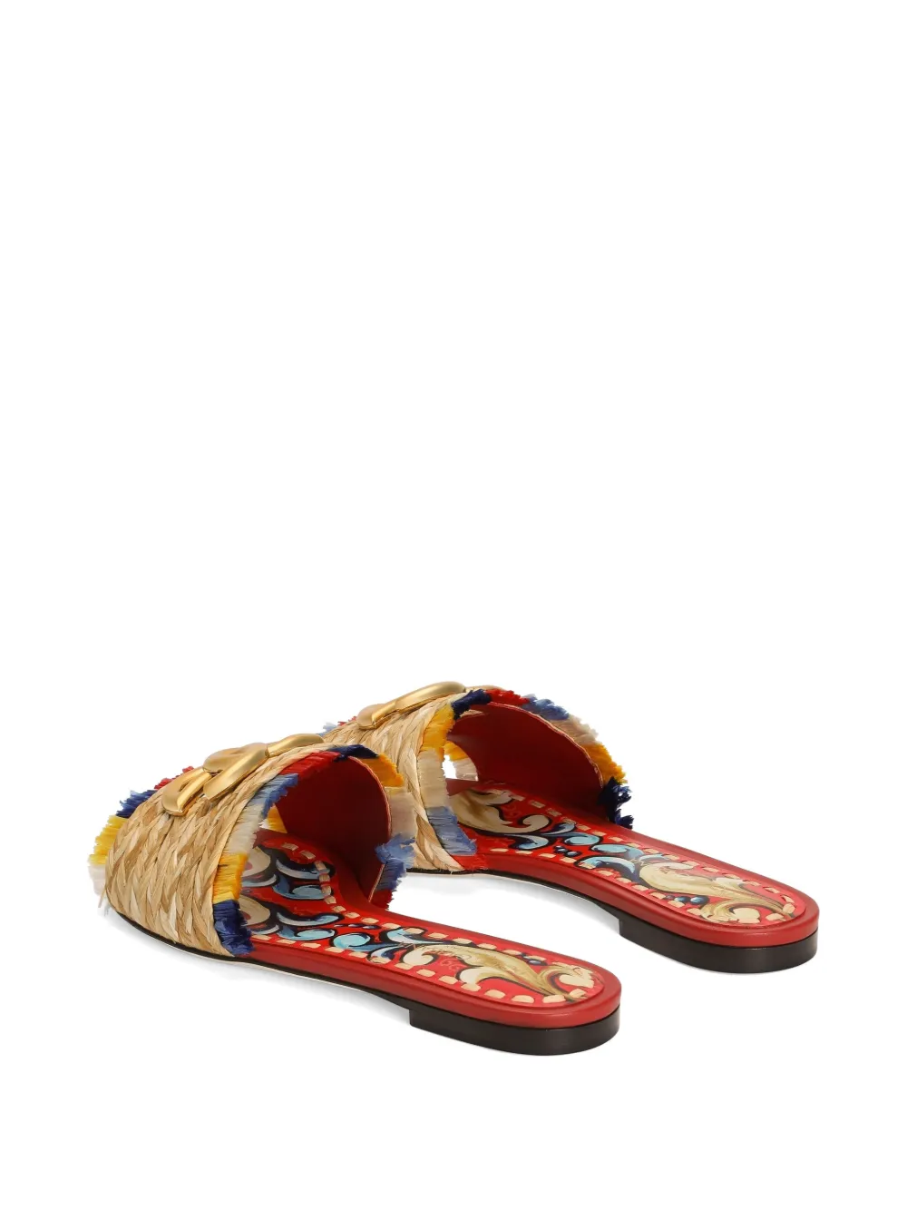 Dolce & Gabbana raffia flat slides Beige