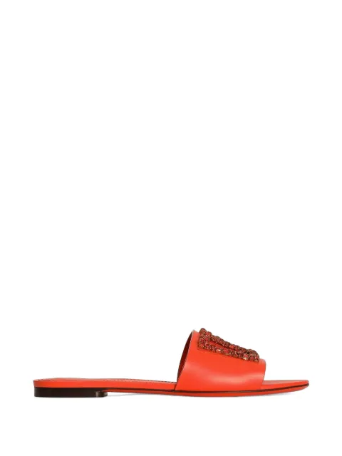 Dolce & Gabbana flip flops de piel de becerro con bordado