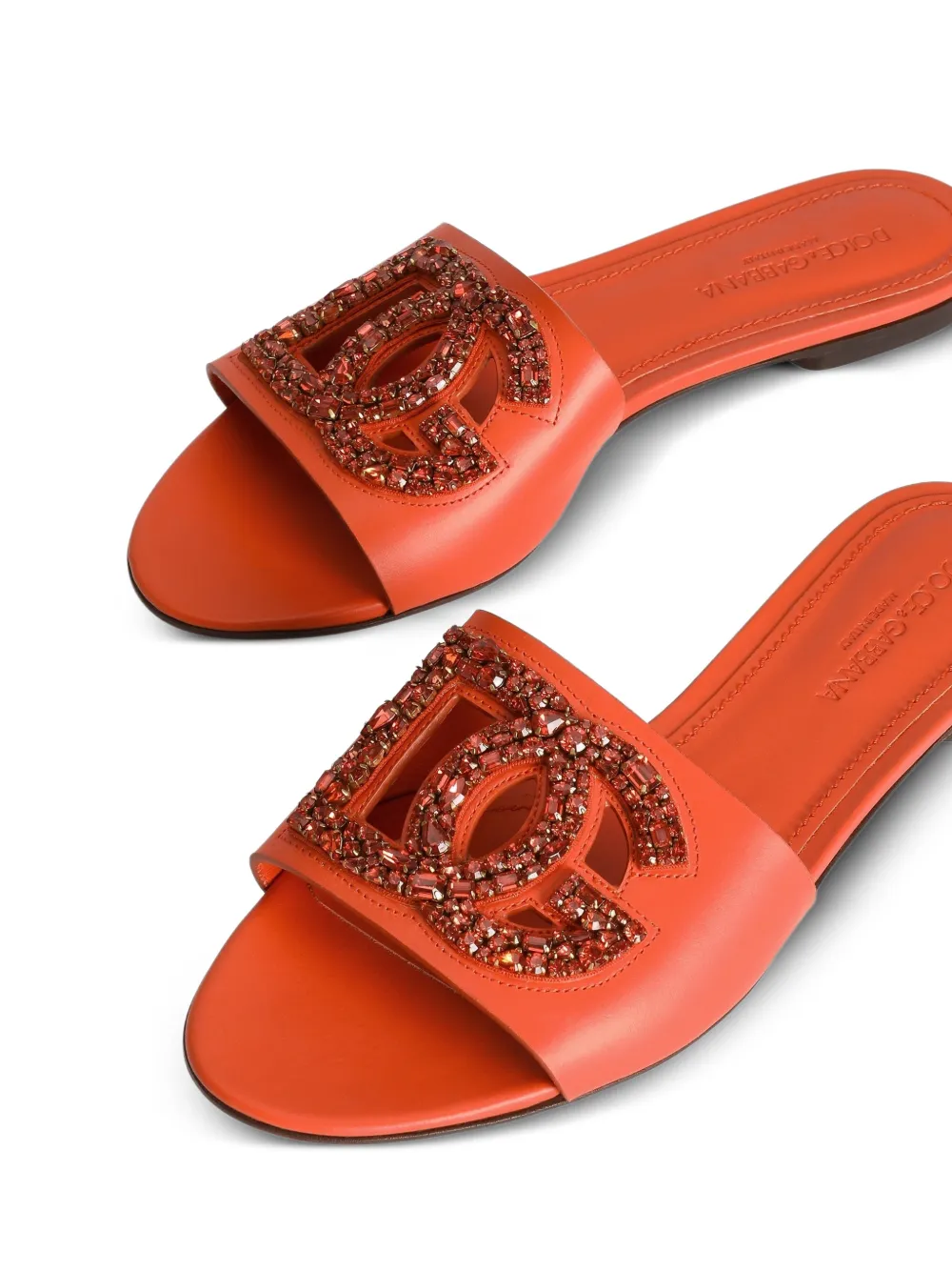 Dolce & Gabbana Flat Slides In Calfskin With Embroidery  display picture 3