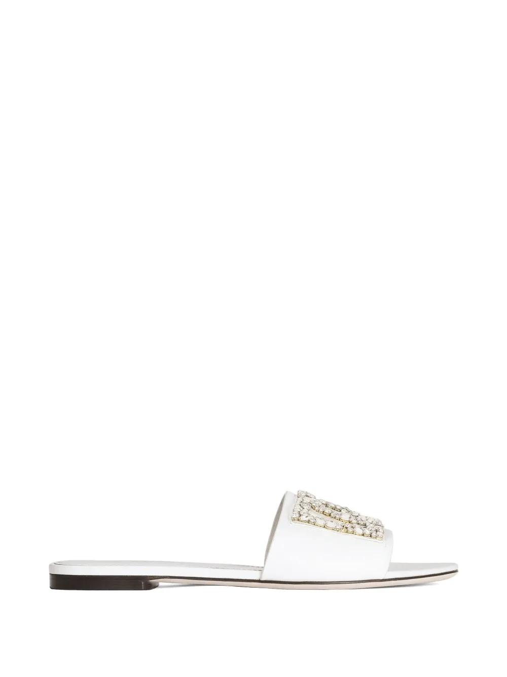 Dolce & Gabbana flat slides in calfskin with embroidery - White