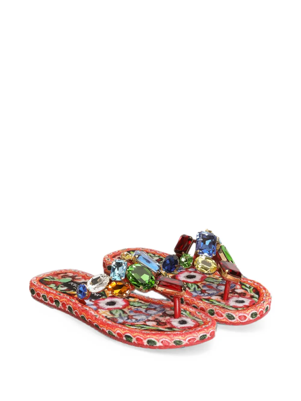 Dolce & Gabbana Carretto-print flip-flops Rood