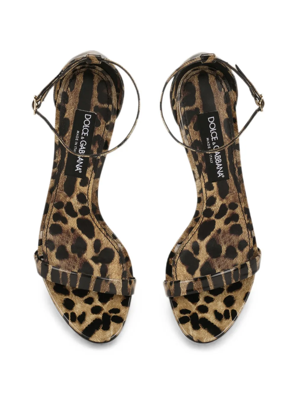 Dolce & Gabbana Kalfsleren sandalen met Leo-print Beige