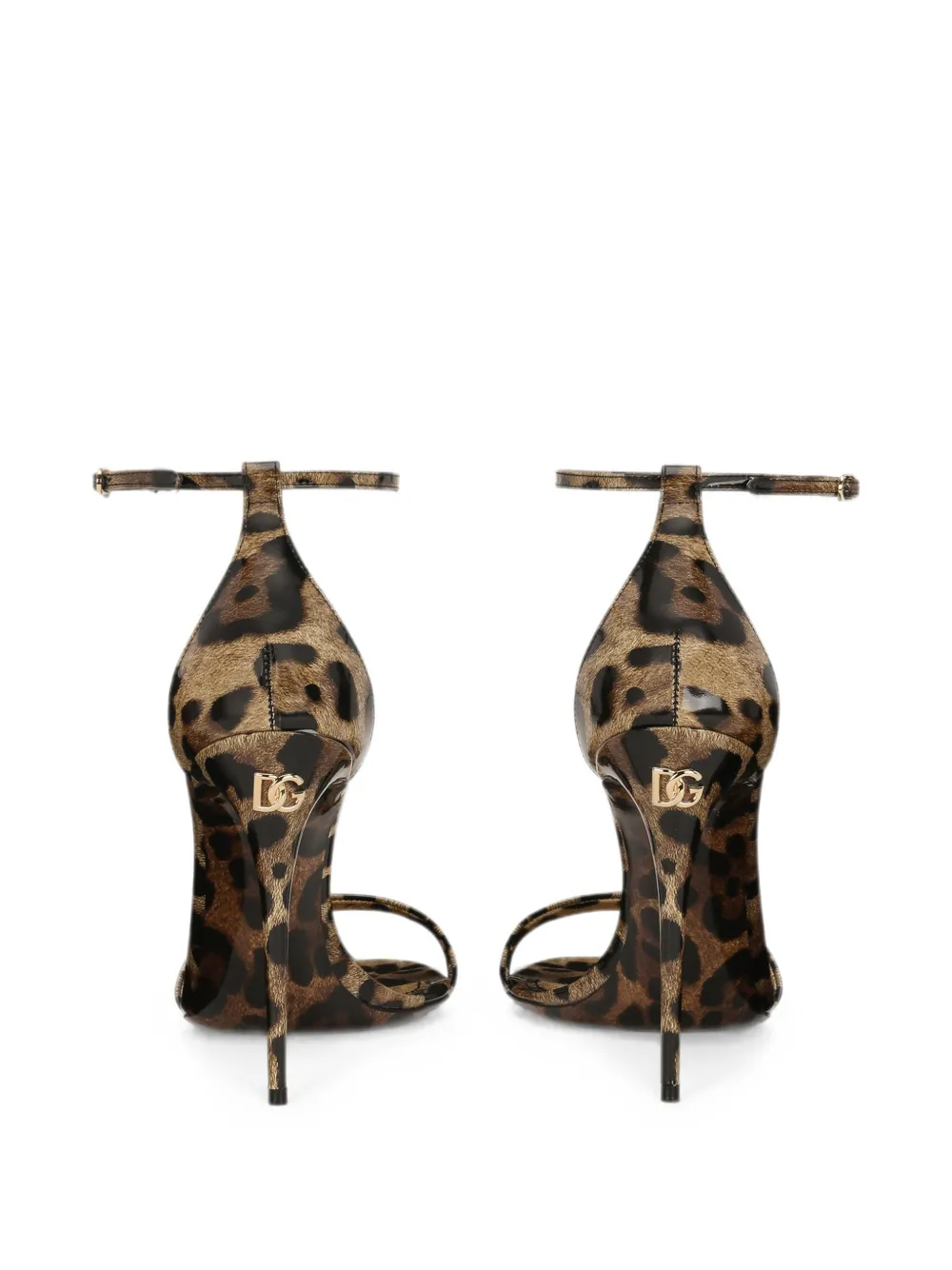 Dolce & Gabbana Kalfsleren sandalen met Leo-print Beige