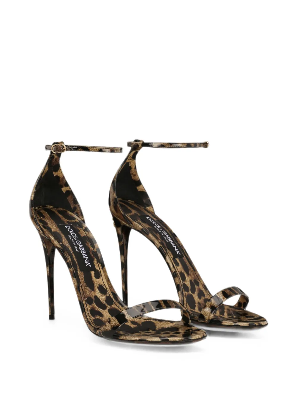 Dolce & Gabbana Kalfsleren sandalen met Leo-print Beige