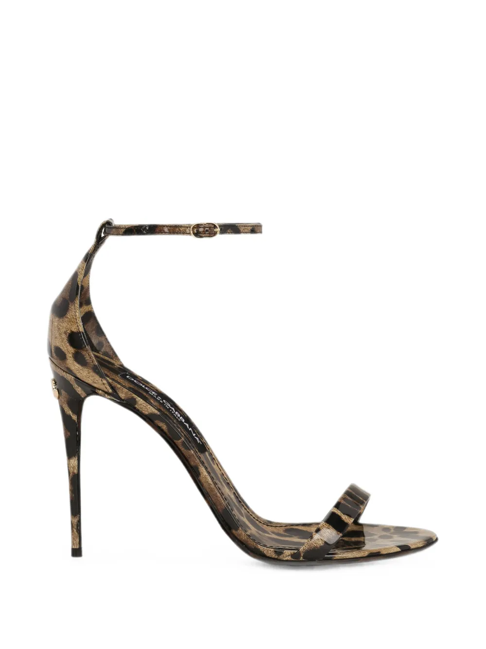 Dolce & Gabbana Kalfsleren sandalen met Leo-print Beige