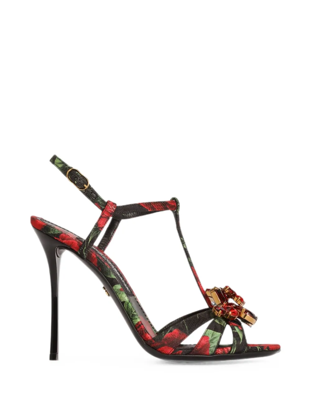 Dolce & Gabbana Sandalen mit Rosen-Print - Schwarz