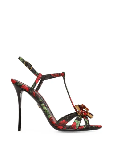 Dolce & Gabbana rose-print brocade sandals