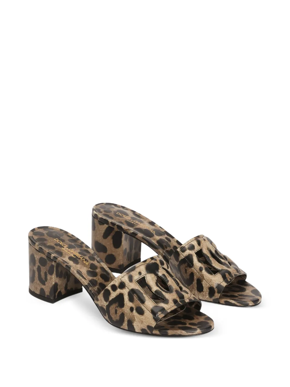 Dolce & Gabbana Kalfsleren muiltjes met luipaard-print Beige