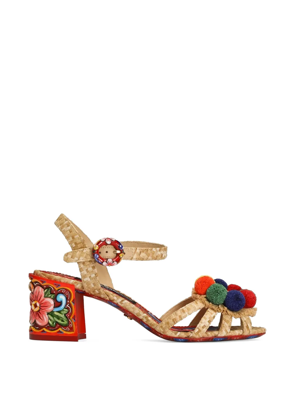 Dolce & Gabbana Raffia sandalen met borduurwerk Beige