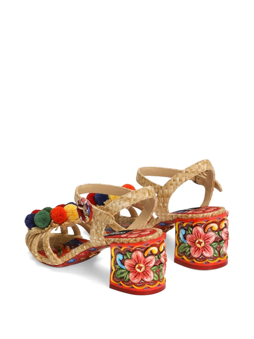 Dolce & Gabbana Raffia sandalen met borduurwerk Beige