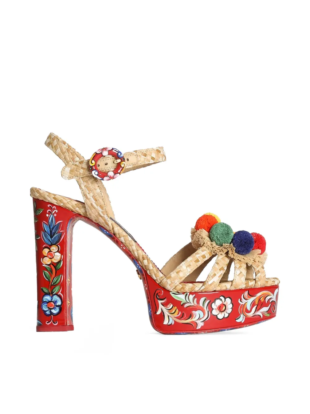 Dolce & Gabbana Raffia sandalen met plateauzool met borduurwerk Beige