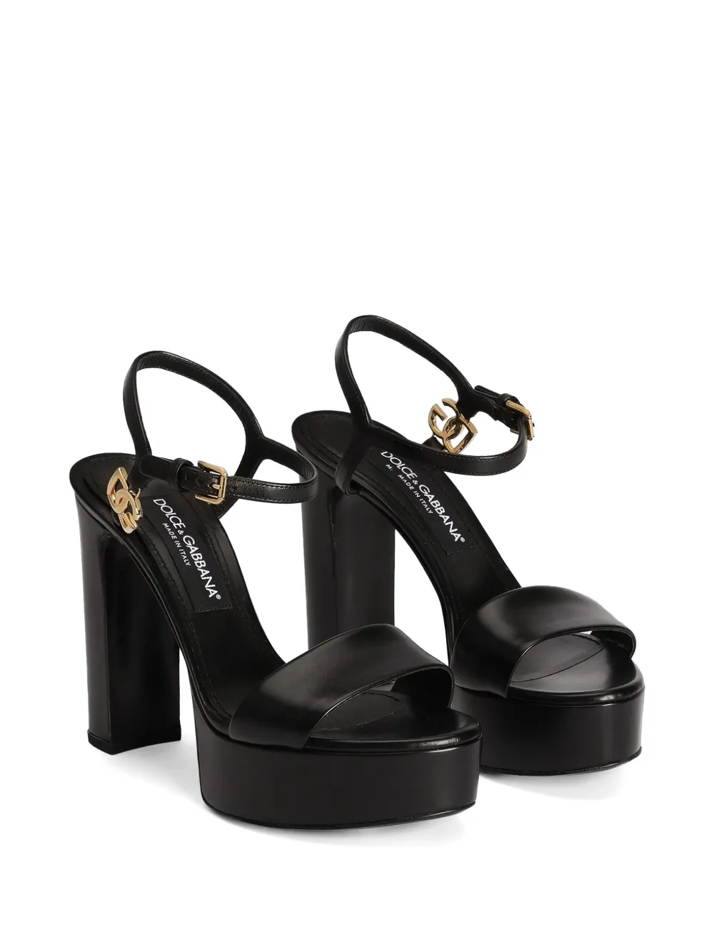 Dolce & Gabbana Kalfsleren sandalen met plateauzool Zwart
