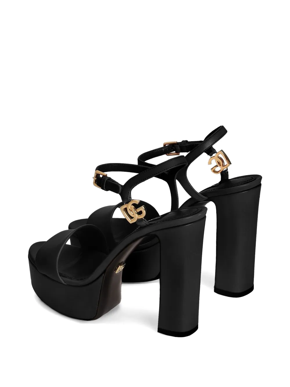 Dolce & Gabbana Kalfsleren sandalen met plateauzool Zwart