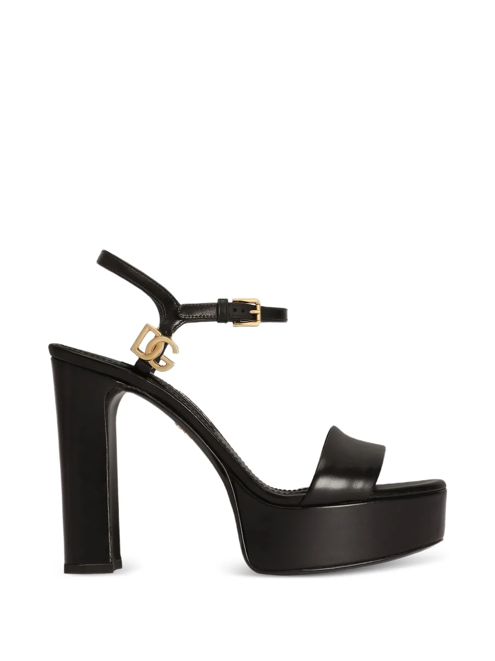 Dolce & Gabbana Kalfsleren sandalen met plateauzool Zwart