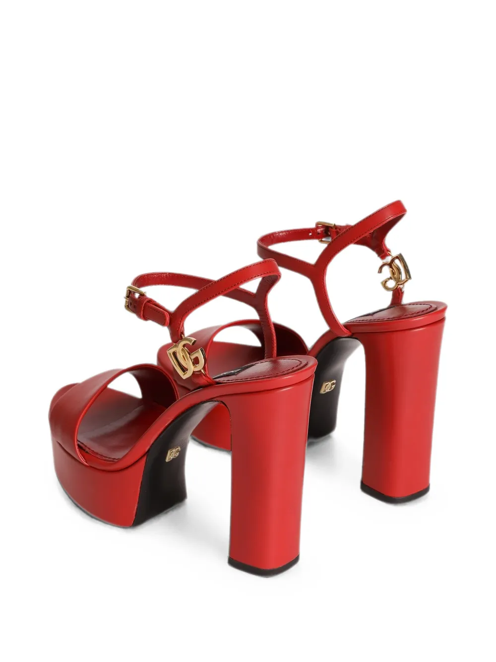 Dolce & Gabbana Kalfsleren sandalen met plateauzool Rood