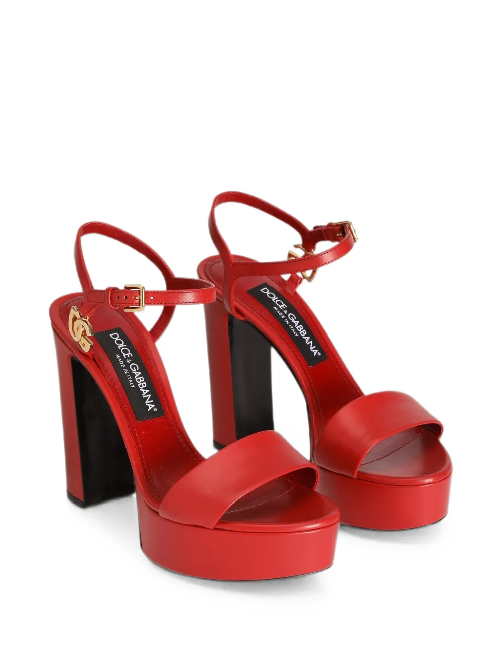 Dolce & Gabbana Kalfsleren sandalen met plateauzool Rood