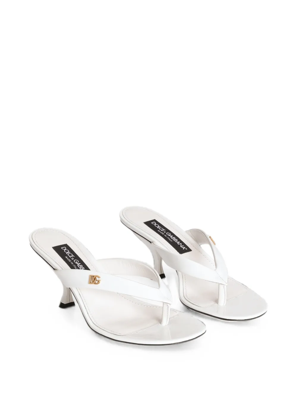 Dolce & Gabbana patent leather thong sandals Wit