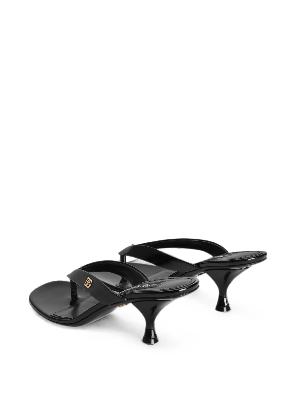 Dolce & Gabbana patent leather thong sandals Zwart