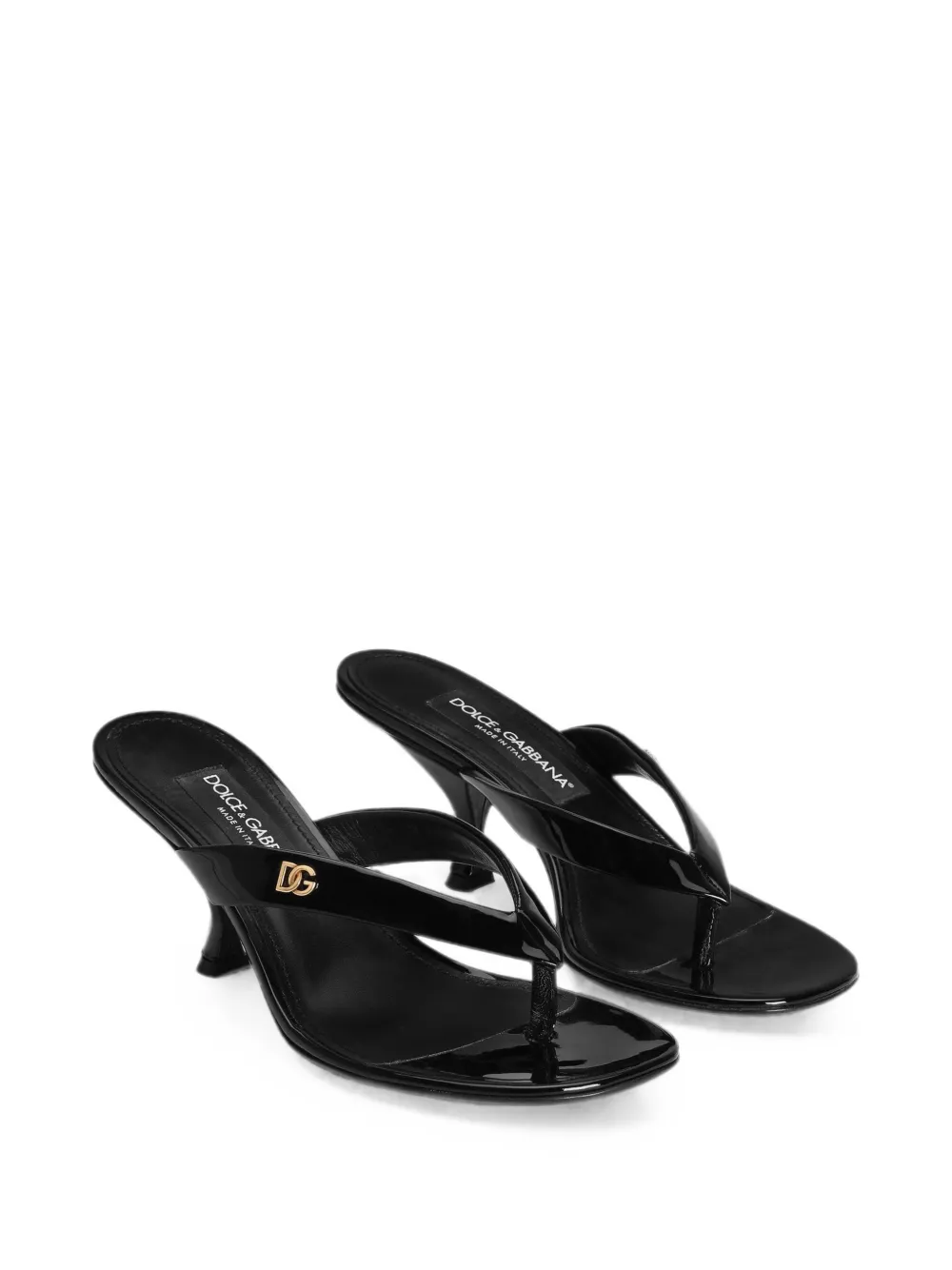 Dolce & Gabbana patent leather thong sandals Zwart