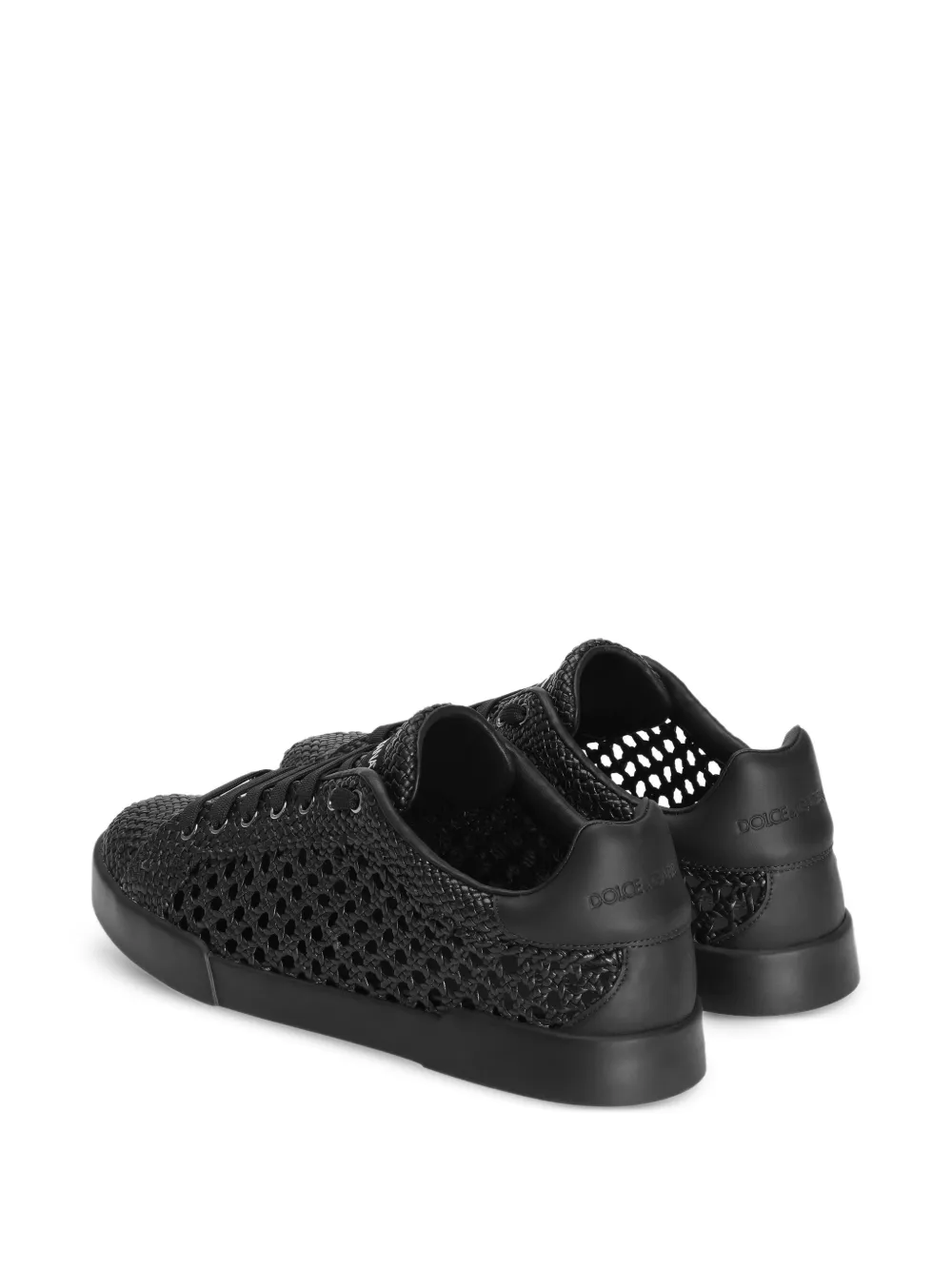Dolce & Gabbana Portofino sneakers van geweven leer Zwart