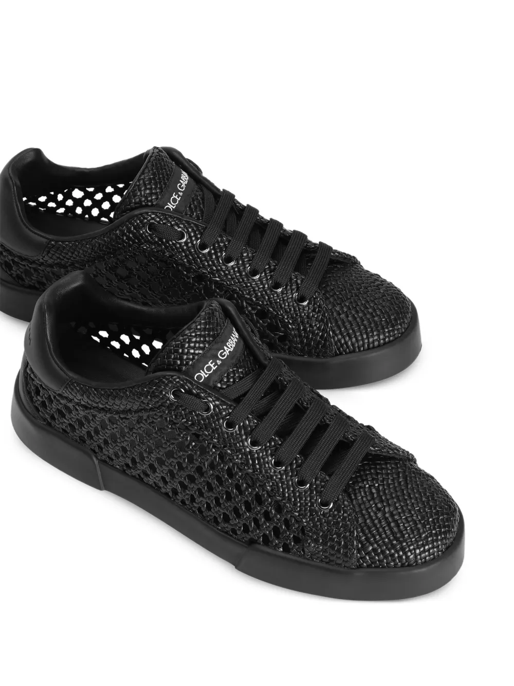 Dolce & Gabbana Portofino sneakers van geweven leer Zwart
