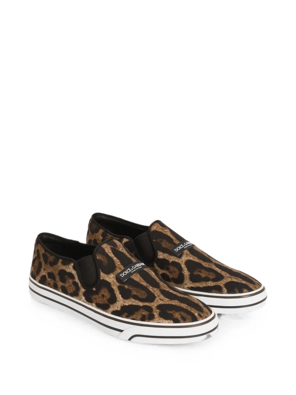 Dolce & Gabbana DG Sailing canvas sneakers en leo-print Beige