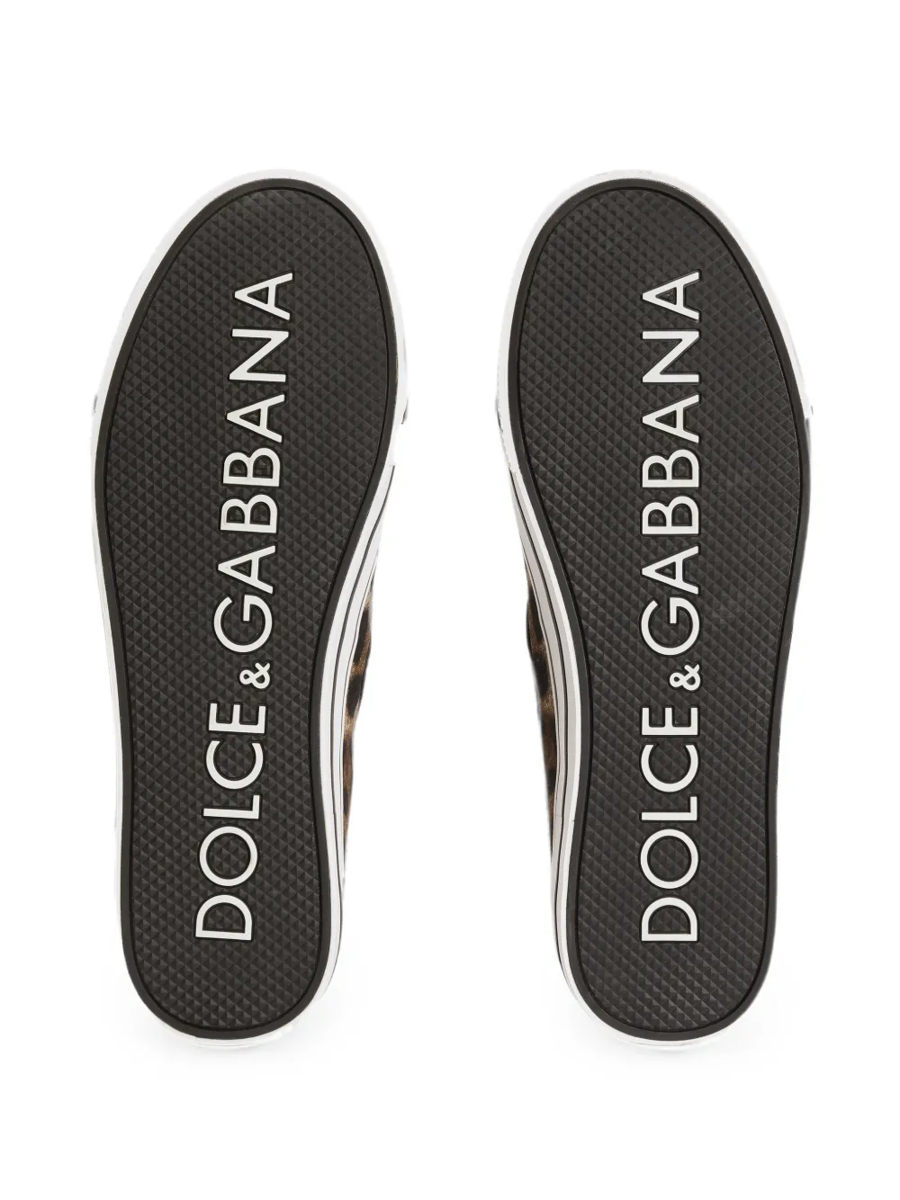 Dolce & Gabbana DG Sailing canvas sneakers en leo-print Beige