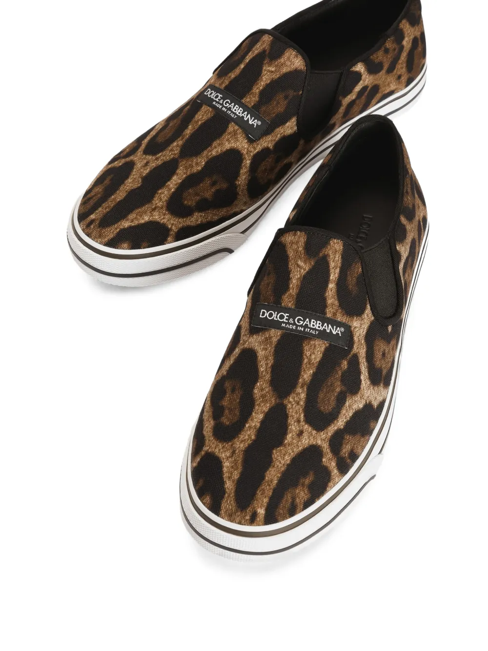 Dolce & Gabbana DG Sailing canvas sneakers en leo-print Beige
