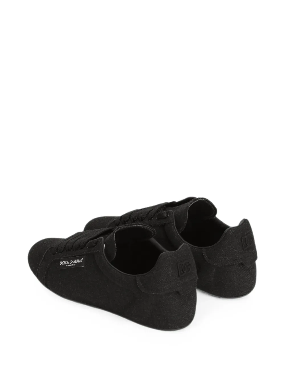 Dolce & Gabbana Portofino Soft leren sneakers met split Zwart
