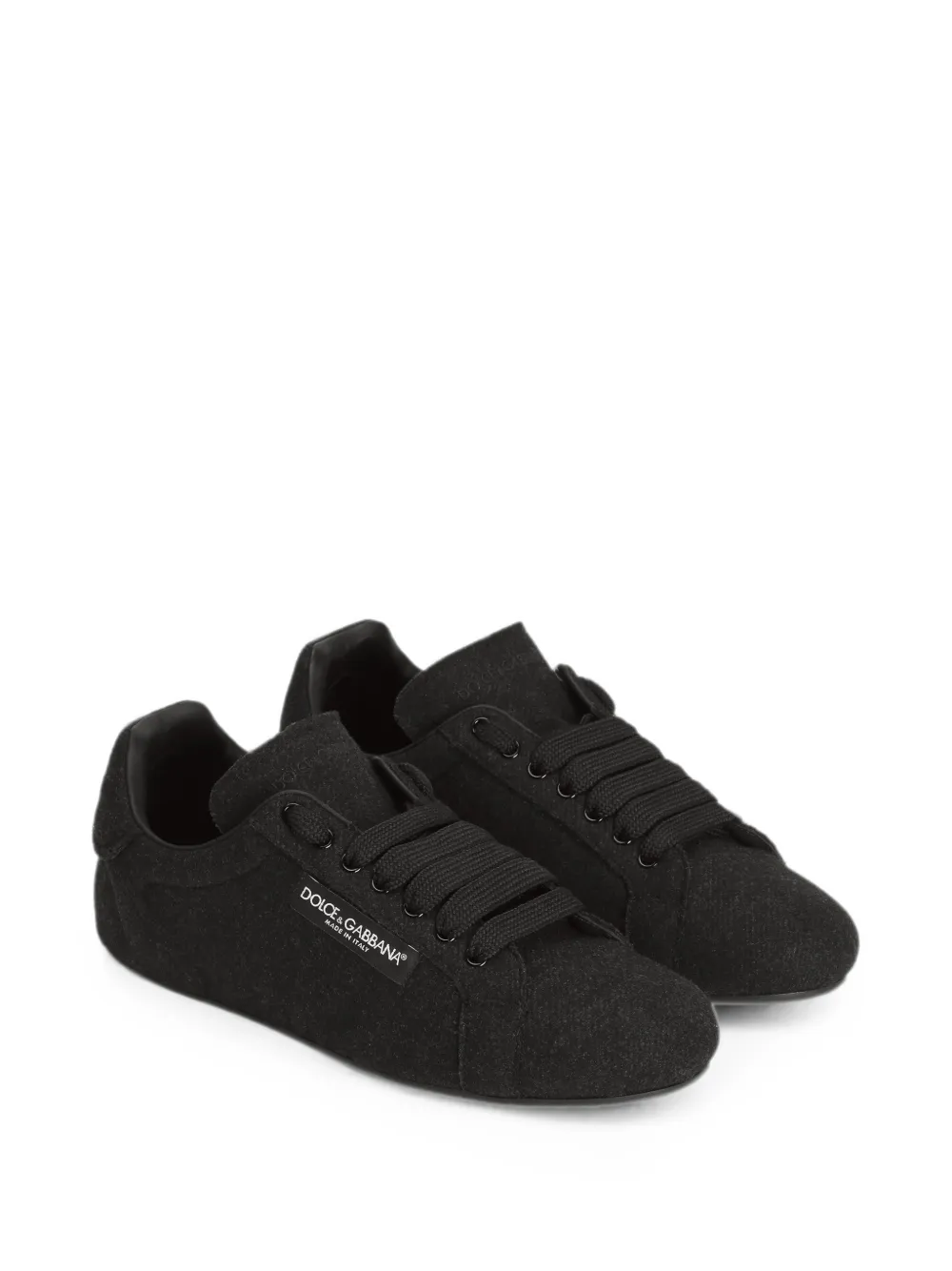 Dolce & Gabbana Portofino Soft leren sneakers met split Zwart