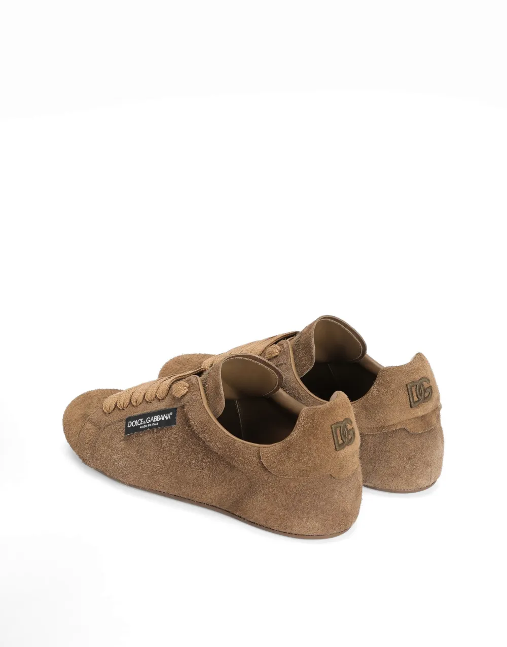 Dolce & Gabbana Portofino Soft leren sneakers met split Bruin