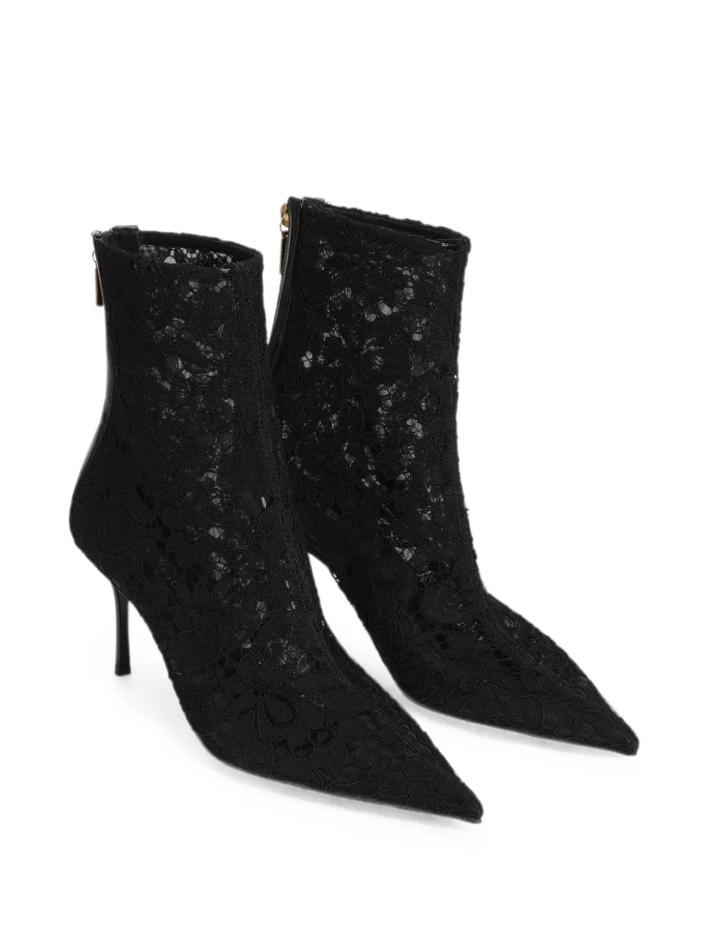 Dolce & Gabbana Enkellaarzen met kant Zwart