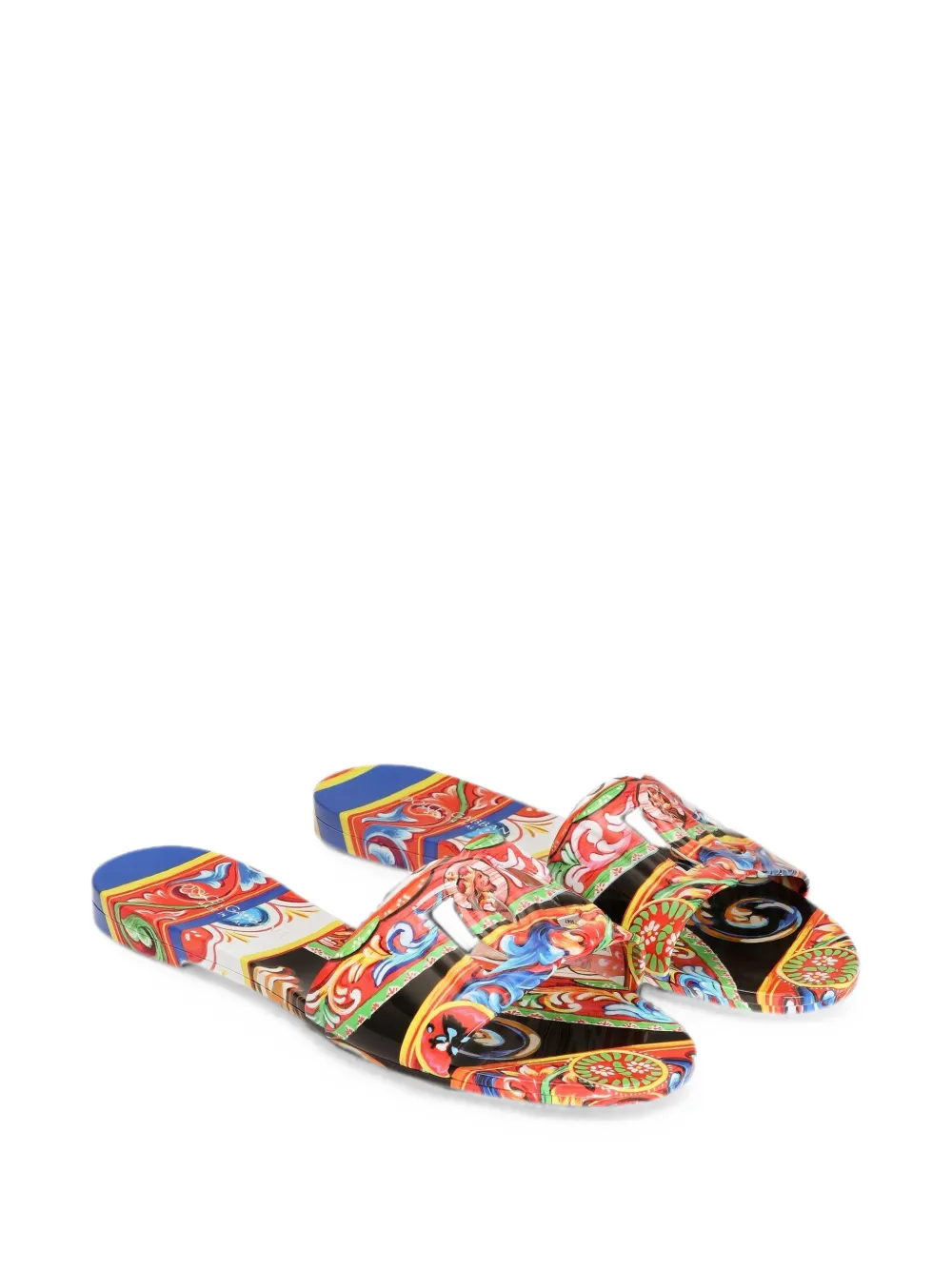 Dolce & Gabbana Carretto-print rubber beachwear slides Rood