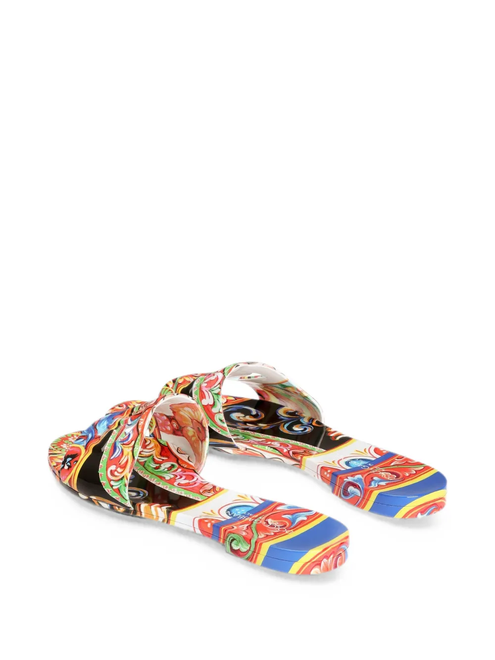 Dolce & Gabbana Carretto-print rubber beachwear slides Rood
