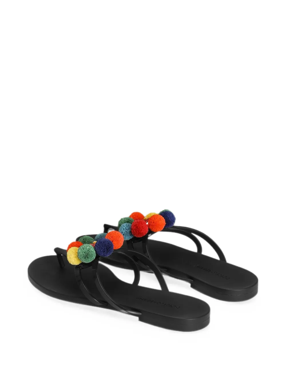 Dolce & Gabbana Rubberen slippers met pompons Zwart