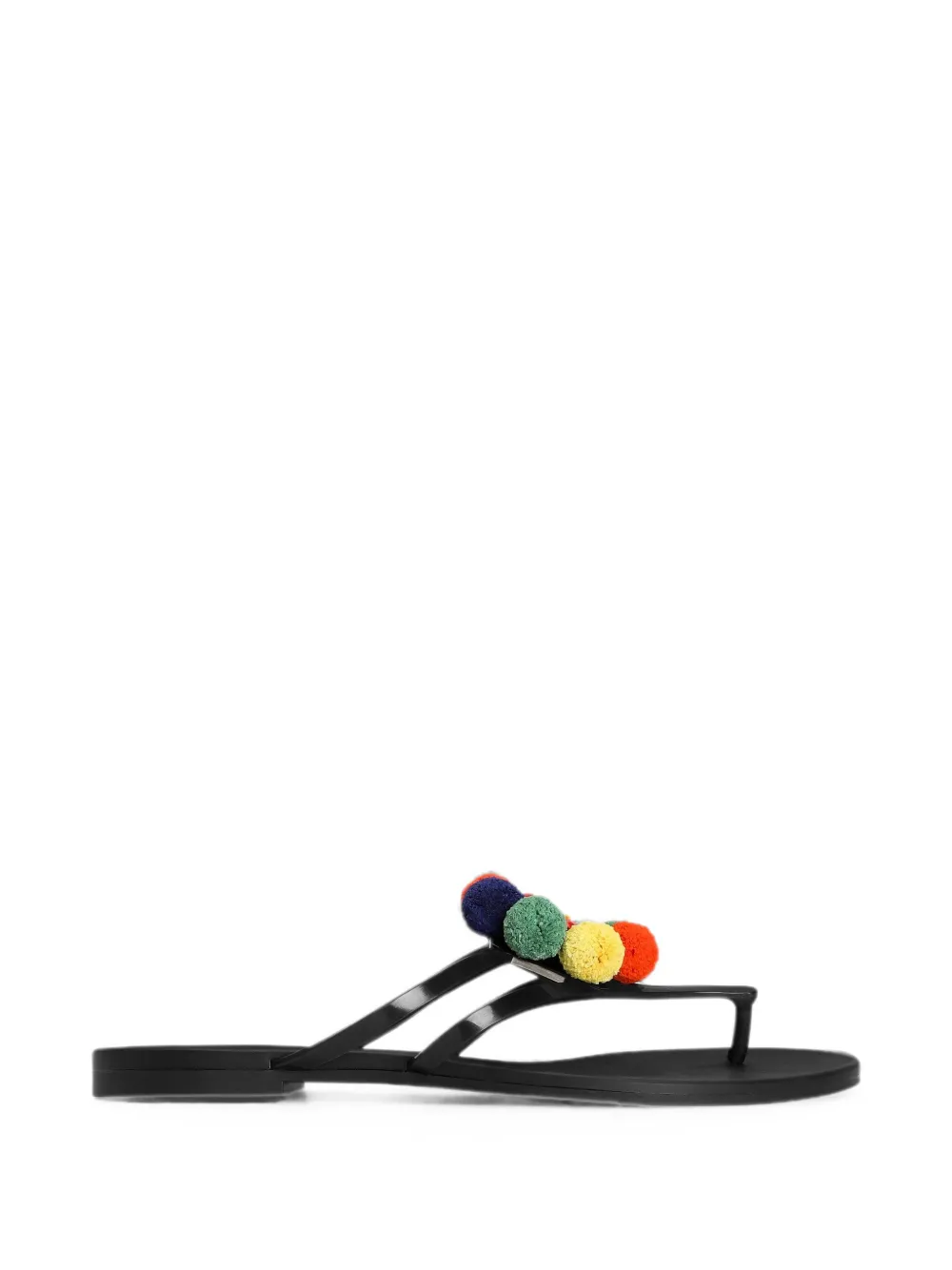 Dolce & Gabbana rubber beachwear slides with pom-poms - Schwarz