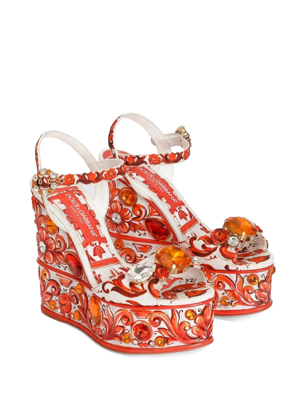 Dolce & Gabbana Brokaat sandalen met Majolica-print Wit