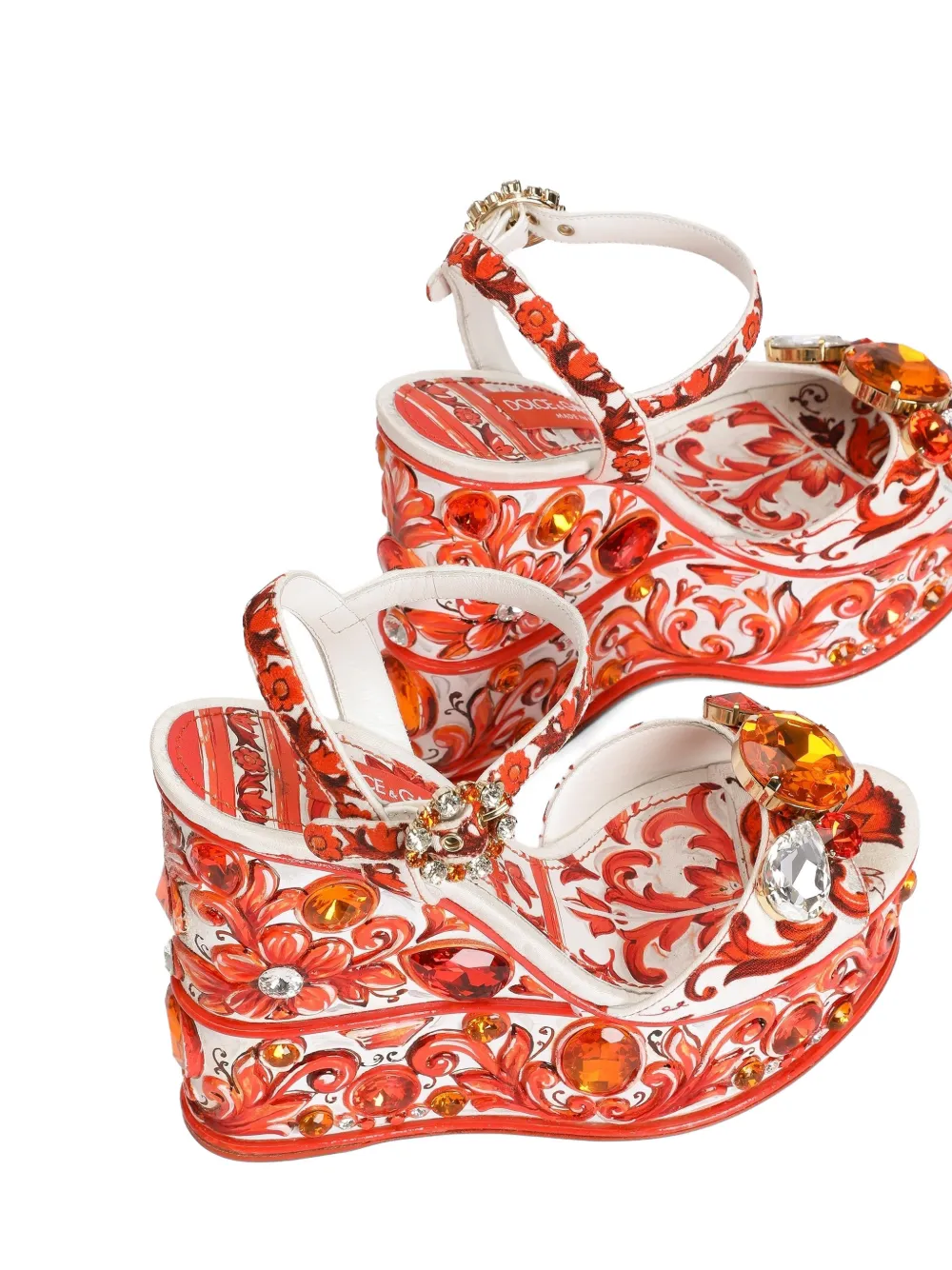 Dolce & Gabbana Brokaat sandalen met Majolica-print Wit