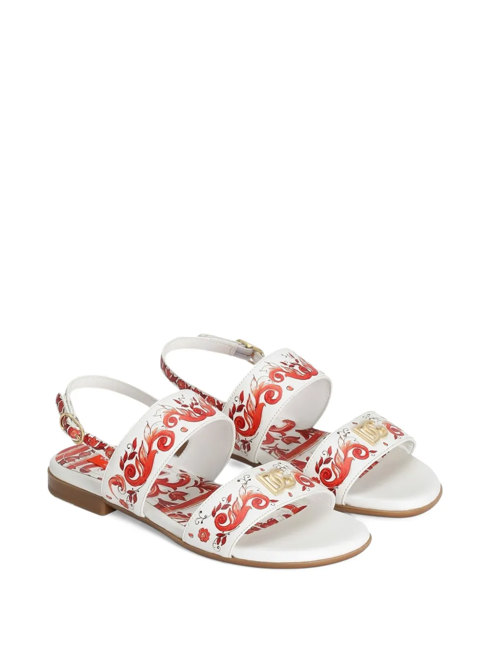 Dolce & Gabbana Kids Sandali con stampa maioliche - Bianco