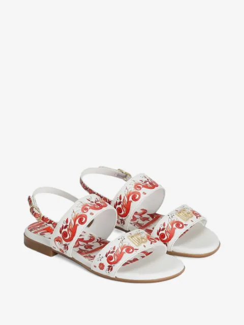 Dolce & Gabbana Kids صندل جلد بطبعة ماجوليكا