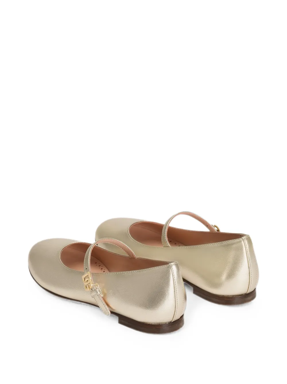 Dolce & Gabbana Kids laminated nappa leather ballet flats Goud
