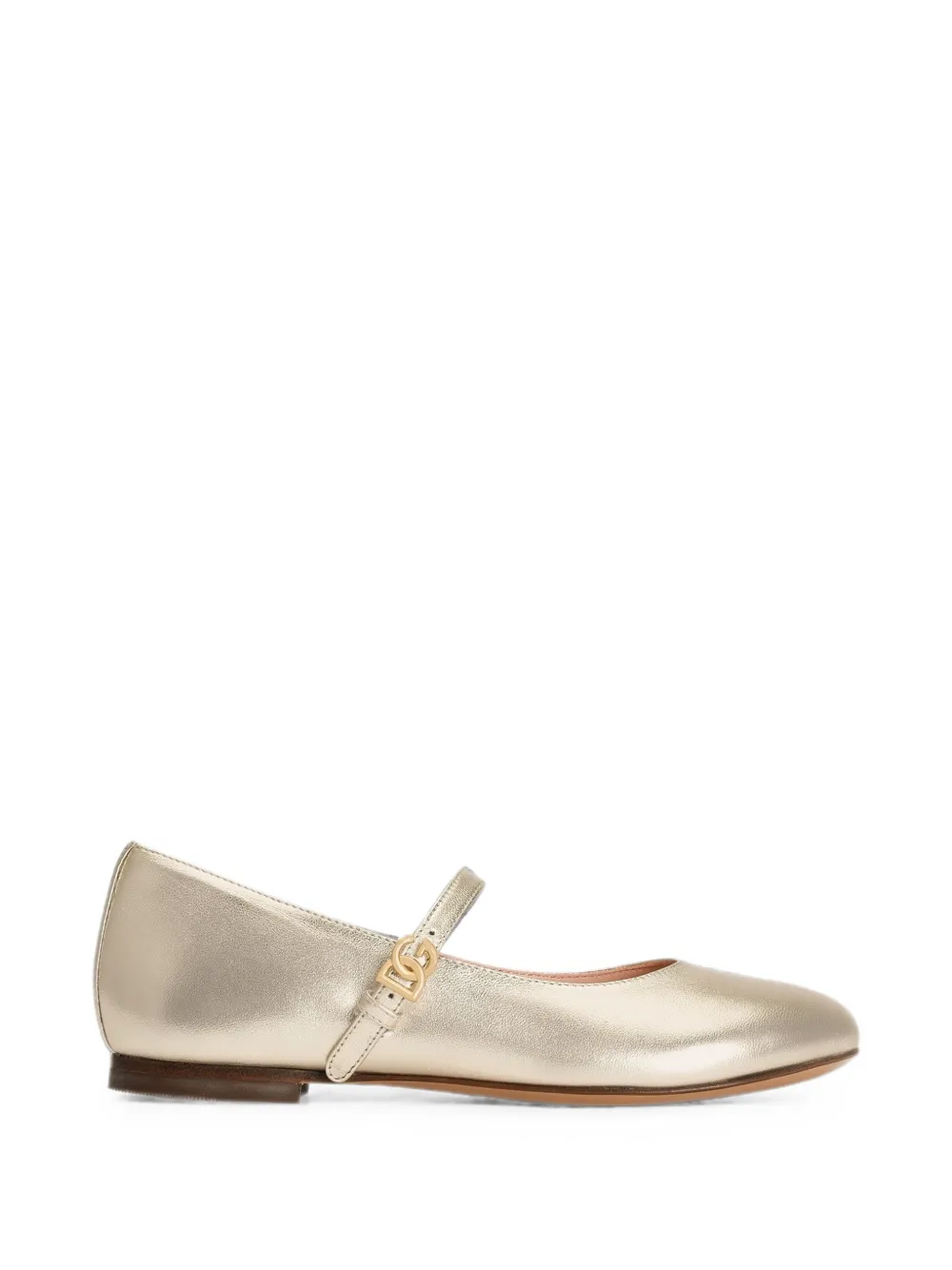 Dolce & Gabbana Kids laminated nappa leather ballet flats - Oro